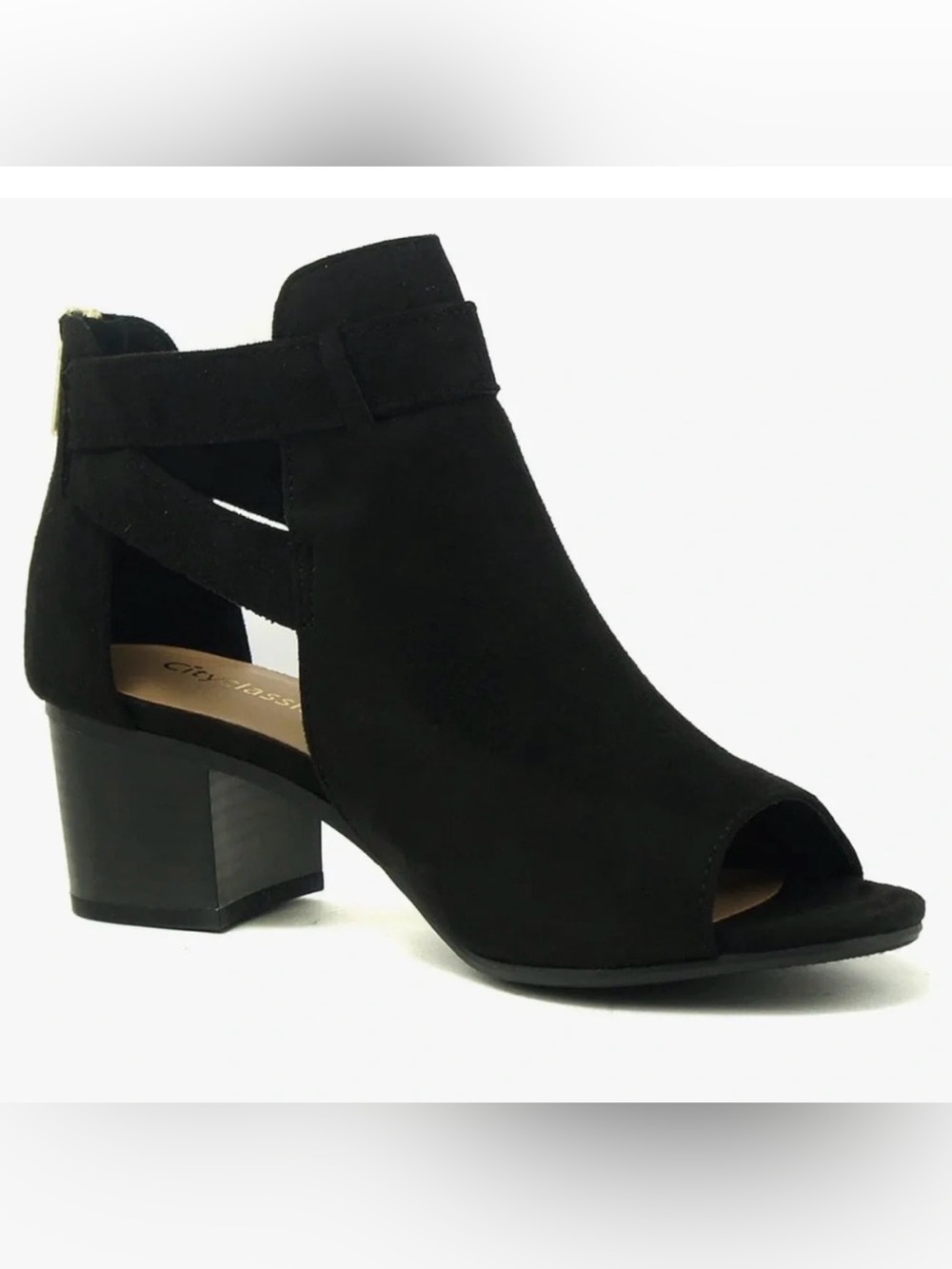 New Women's Cutout Side Strap Mid Black Chunky Heel Fashion
Ankle Bootie a
Sz 8